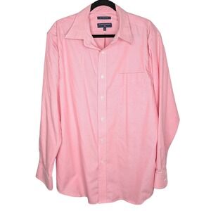 Saddlebred Mens Pink Easy Care Oxford Button Down Dress Shirt 17 34/35